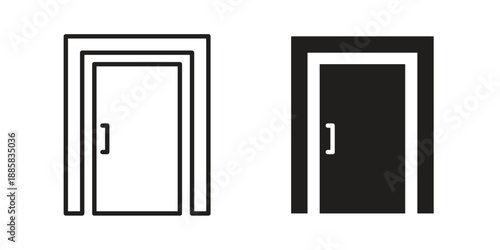 Door icon elements. A modern flat and line icons set