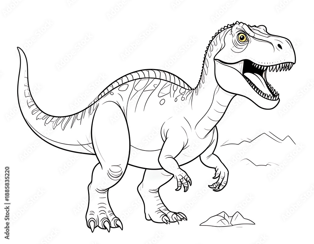 Obraz premium Dinosaur Coloring Page - Prehistoric Reptile Illustration for Kids.