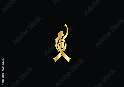 Breast Cancer Awareness Women  with Pink Ribbons logo vector design