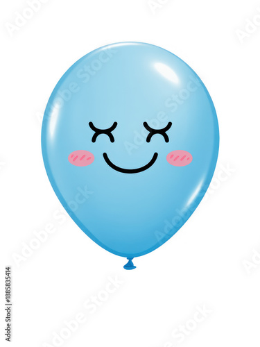 Blue balloon with smiling face cartoon winking happy isolated on a transparent background