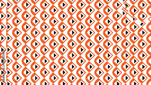 Repeating pattern of orange and black diamond shapes with white outlines on white background graphic