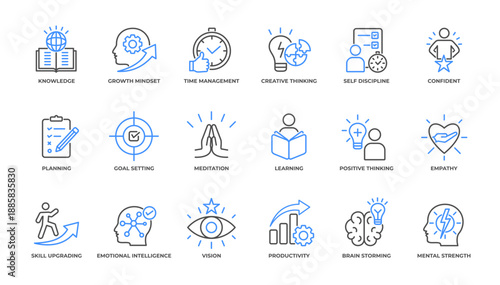 Personal Growth icon pack collection glyph black. Vector illustration