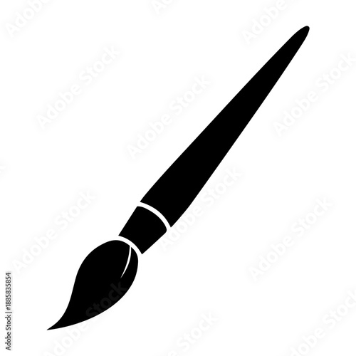 Black artist paintbrush silhouette icon isolated on transparent background for creative art design