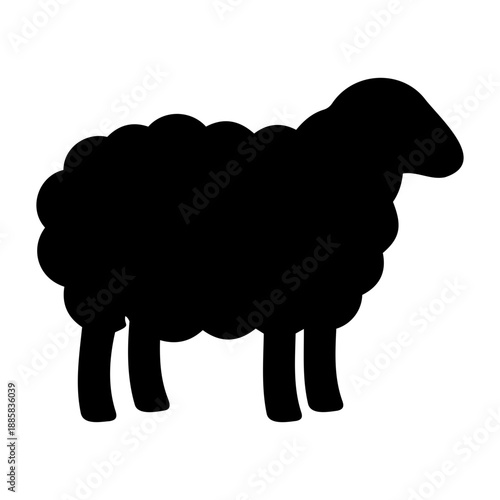 Minimalist black sheep silhouette icon isolated on transparent background for agriculture and livestock