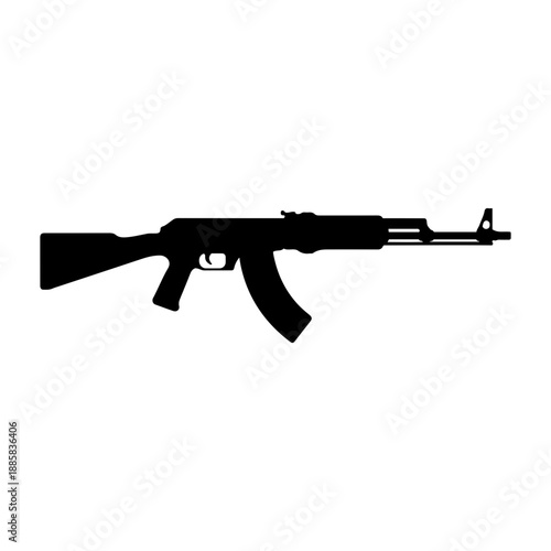 Iconic AK-47 Assault Rifle Silhouette Vector Illustration Isolated on a Solid transparent Background
