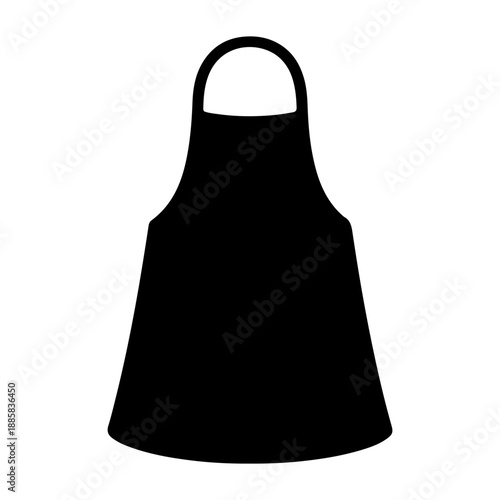 Professional black chef apron silhouette vector icon for culinary and restaurant service concepts