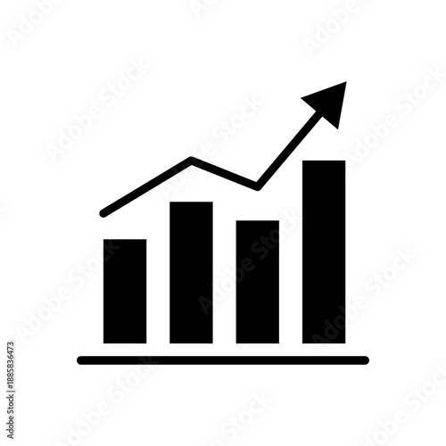 Growing business statistics chart with an upward trend indicating success and progress
