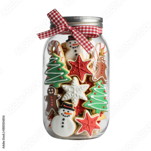 Christmas Cookies in a Mason Jar holiday treats baking isolated on a transparent background
