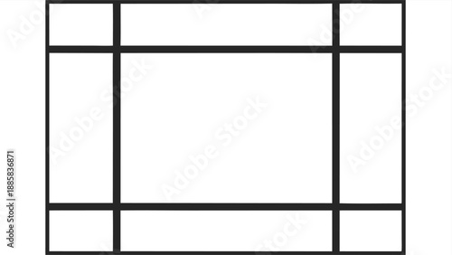Simple black and white geometric frame with internal empty space on white background Keywords: geometric, frame, border, rectangle