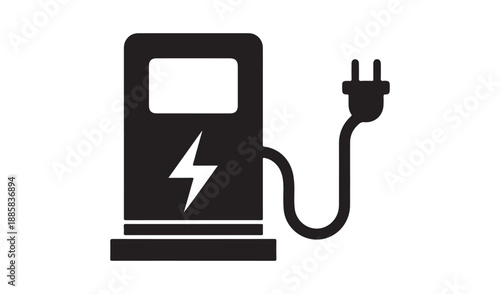 Electric vehicle charging station icon with a lightning bolt symbol, representing eco-friendly transport