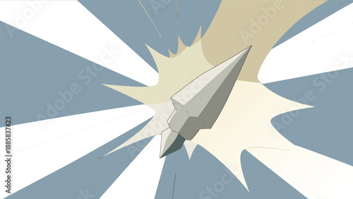 Stylized Spear or Arrowhead Breaking Through with Explosive Effect weapon projectile
