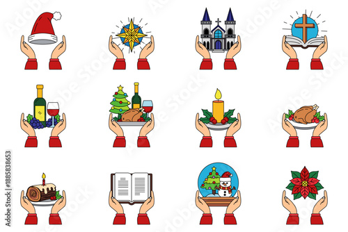 Illustration set icons of christmas elements