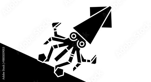 Stylized Squid Silhouette: A Bold Marine Graphic.