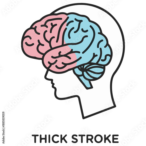 Stylized Brain Silhouette with Color Blocks and Text