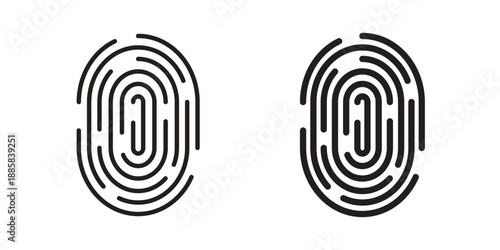 Fingerprint icon elements. A modern flat and line icons set