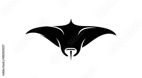 Elegant black manta ray silhouette against a clean white background.