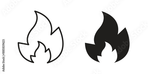 Flame icon elements. A modern flat and line icons set