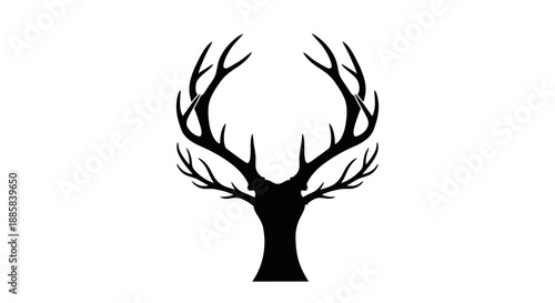 Silhouette of a majestic stag head with intricate antler design.