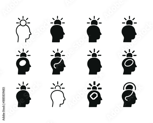 Mental Health Icons. Mental health days. Icon set. Set Logo of Mental health days: breathing pattern. harmonious logo variations of the same emblematic