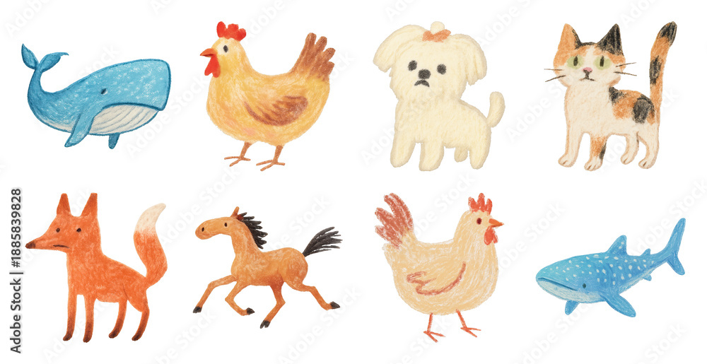 Fototapeta premium Colorful hand-drawn animal illustrations