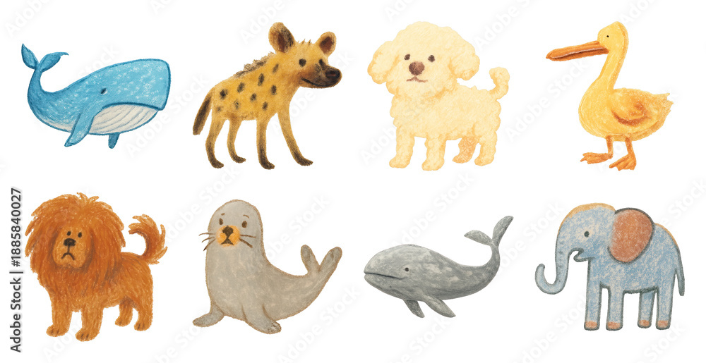 Obraz premium Cute illustrated animal collection