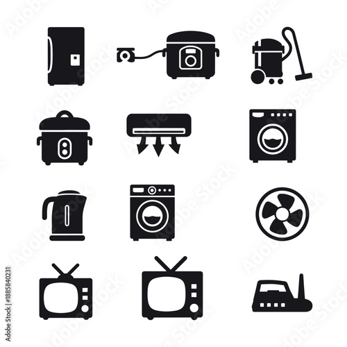 Black and white of household appliances and electronics 1