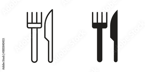 Fork and Knife icon elements. A modern flat and line icons set