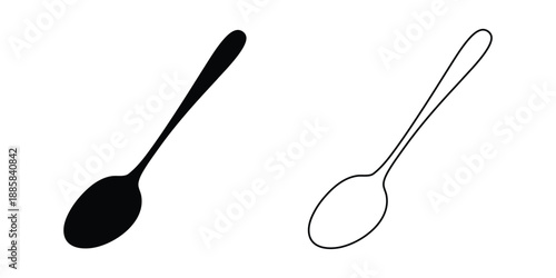 Spoon vector silhouette, spoon icon sign, wooden spoon silhouette vector