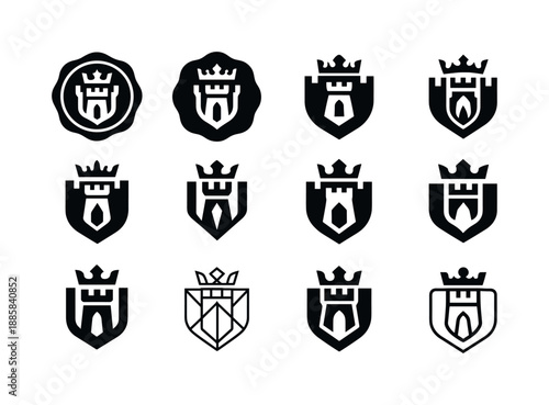 Landgrave Emblem Variations. Landgrave. Icon set. Set Logo of Landgrave: wax seal emblem. harmonious logo variations of the same emblematic concept, each with