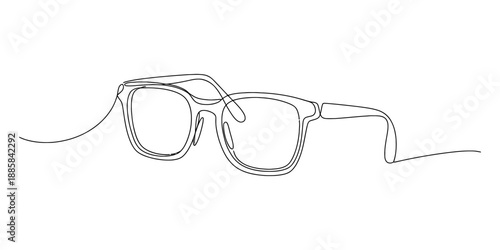 Continuous line drawing of a pair of stylish eyeglasses on a white background Vector, illustration