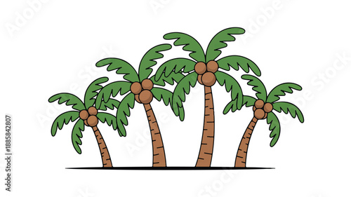 A simple cartoon illustration of four palm trees against a white background (3)_traced