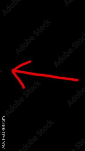 Simple red arrow pointing to the left direction, perfect for indicating backward movement or navigation in presentations, websites, and designs.