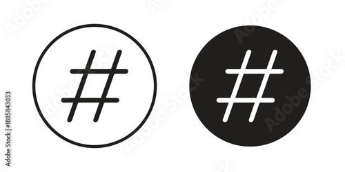 Hashtag icon elements. A modern flat and line icons set