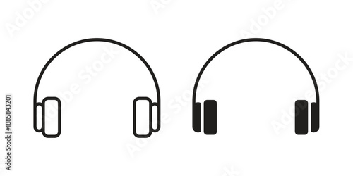 Headphones icon elements. A modern flat and line icons set
