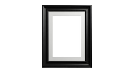 A black picture frame isolated on transparent background with a white insert