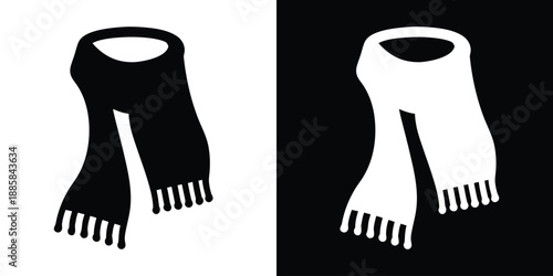 woolen scarf silhouette vector icon, winter scarf silhouette vector