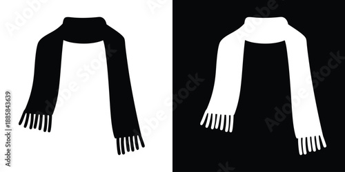 woolen scarf silhouette vector icon, winter scarf silhouette vector