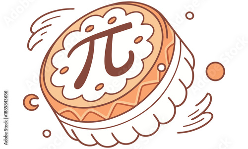 Pi Day Pie Illustration – Cute Math Dessert, Pi Symbol Cake & Sweet Geometry Art .