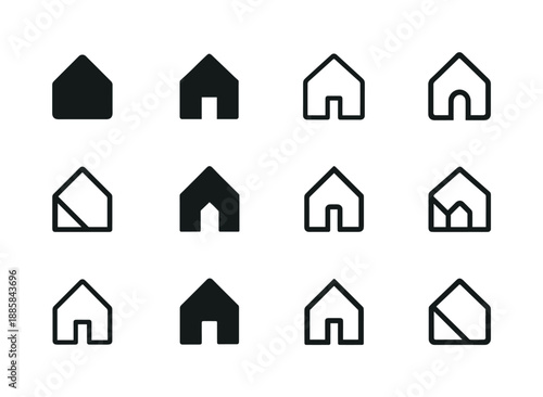 Minimalist Emblem Icons. Minimalist lifestyle and decluttering trends. Icon set. Set Logo of minimalist lifestyle and decluttering trends: minimalist home.