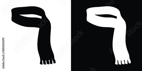woolen scarf silhouette vector icon, winter scarf silhouette vector