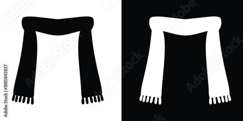 woolen scarf silhouette vector icon, winter scarf silhouette vector