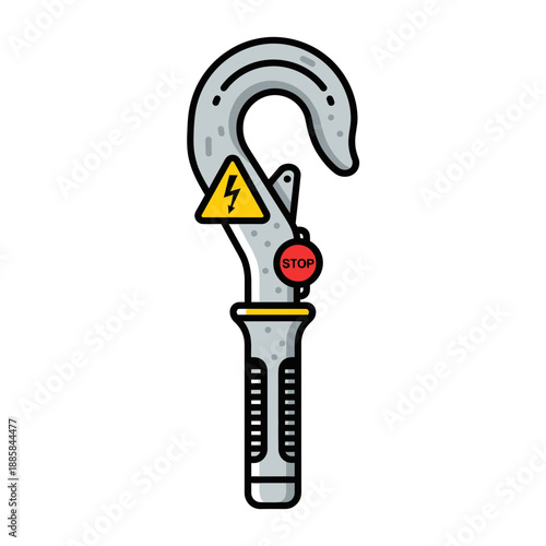 Insulated Rescue Hook for Electrical Safety Vector Illustration for High Voltage Emergency Response