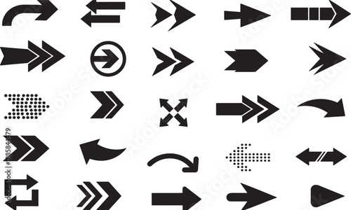 Collection of various direction and navigation arrow icons isolated