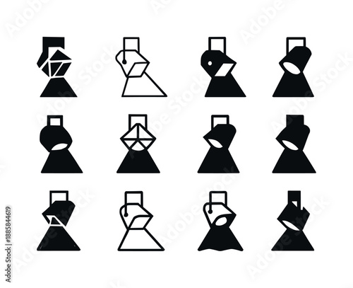 Theater Icon Variations. Theater Performance. Icon set. Set Logo of Theater Performance: theater spotlight beam. harmonious logo variations of the same