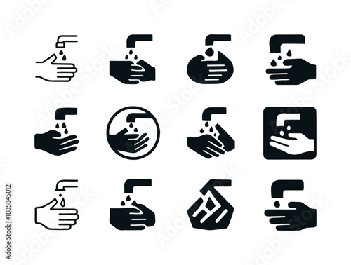 Workplace Hygiene Icons. Workplace hygiene standards. Icon set. Set Logo of Workplace hygiene standards: hand washing. harmonious logo variations of the same