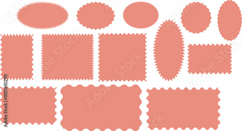 Set of colorful geometric speech bubble shapes in various sizes