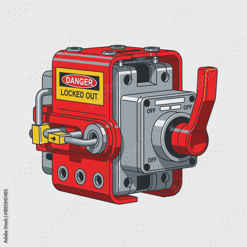 Oversized Breaker Lockout Device Vector for Large Industrial Switches and Electrical Safety