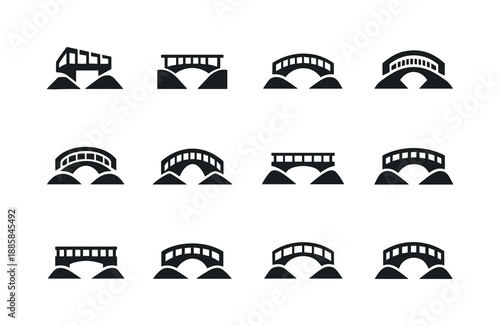 Urban Regeneration Icons. Landscape architecture for urban regeneration. Icon set. Set Logo of Landscape architecture for urban regeneration: pedestrian