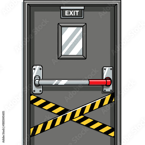 Panic Bar Door Hardware Emergency Exit Device Vector Art for Building Safety and Fire Escape
