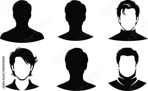 Avatar Profile Silhouette Male Portrait Face User Identity Icon Head Person Character Outline Minimal Graphic Design Vector Template Social Account